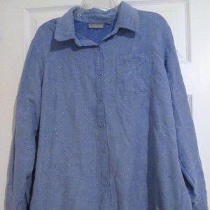 Croft & Barrow Blue Ivy Embroidered L/S Top XL